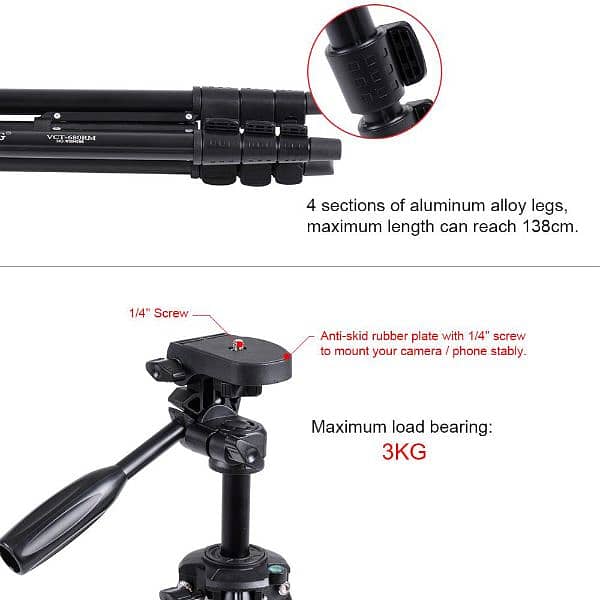 Tripod Stand 3360 For Phone Detachable Camera Adjustable Suppor 9