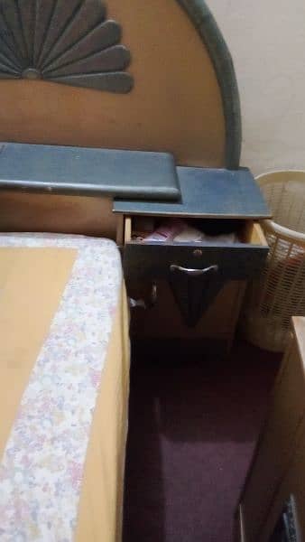 King Size Wooden Bed With 2 Side Tables and with Mattress 4