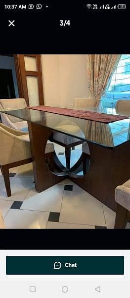 6 chair WOODEN dining table with 12mm glasstop 2