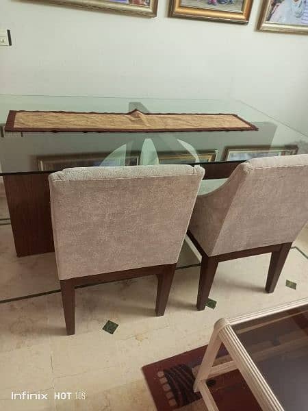 6 chair WOODEN dining table with 12mm glasstop 3