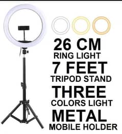 TikTok tripod stand with 26cm ring light and 7 feet tripod stand