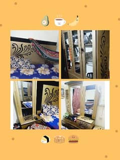 bedroom set. king size bed side table 2 dressing. . almari burtan wali