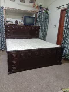 Bed Solid wood with metres & Side table
