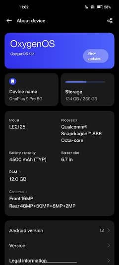 OnePlus 9 pro 12/256