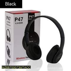 Wireless Stereo Headphones P47, Black