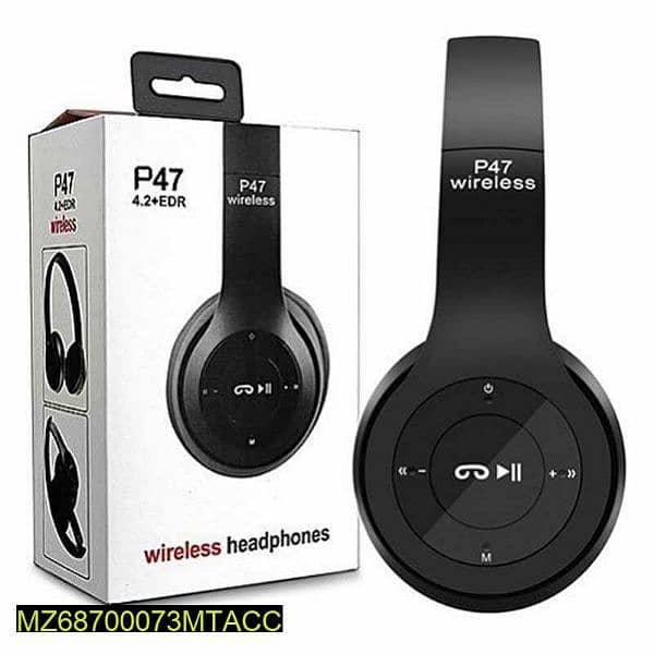 Wireless Stereo Headphones P47, Black 3