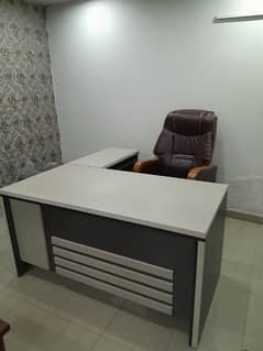 Almost new, elegant office table with side attaché L-shaped