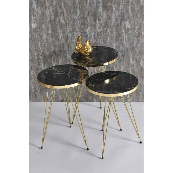 3 PCs Nesting Tables/Steelness SS Steel Console/Dining Tables/s 1