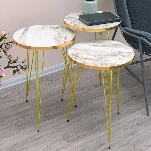 3 PCs Nesting Tables/Steelness SS Steel Console/Dining Tables/s 5