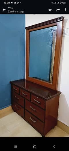 wooden bedroom set for urgent sale only six months used.