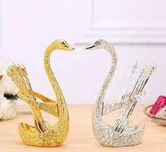 Cutlery Set With Swan Holder