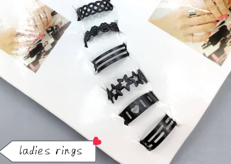 beautiful pack of 10 rings and 1 beautiful butterfly chain for ladies 0