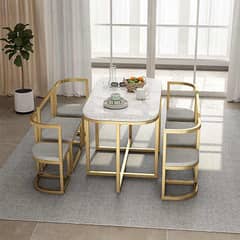 Golden Glamour Dining Set/Dining Table with 6 chairs/ Modern Dining Ta 0