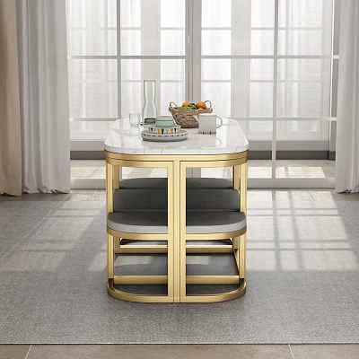 Golden Glamour Dining Set/Dining Table with 6 chairs/ Modern Dining Ta 2