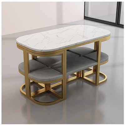 Golden Glamour Dining Set/Dining Table with 6 chairs/ Modern Dining Ta 3