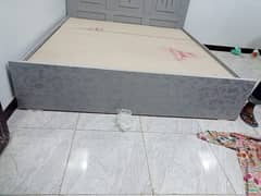 Double bed with wooden sheet and 3 door almari/wardrobes