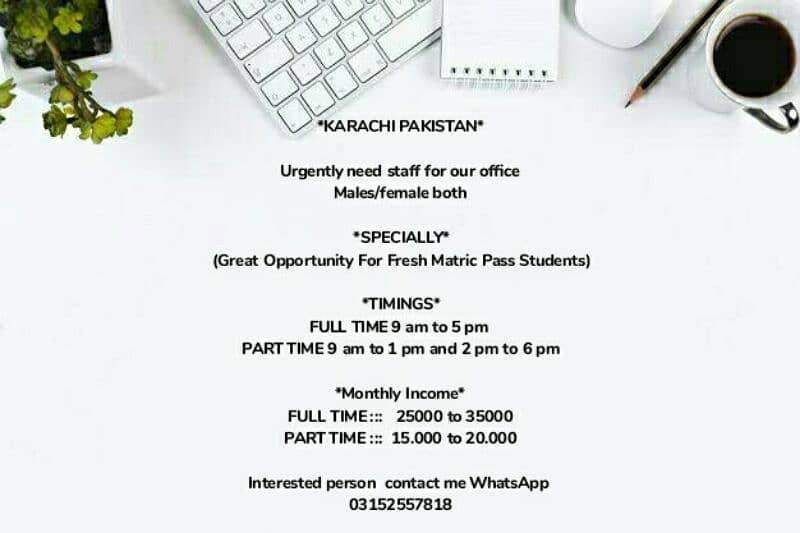 we're hiring male and female staff 0