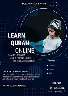 Quran teacher Online and Home tutor for kids, adults