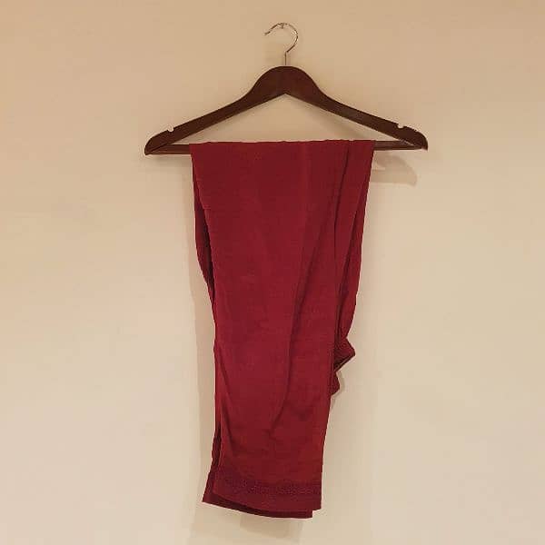 Elegant 3pc Chiffon Outfit in deep maroon color, perfect for festives 7