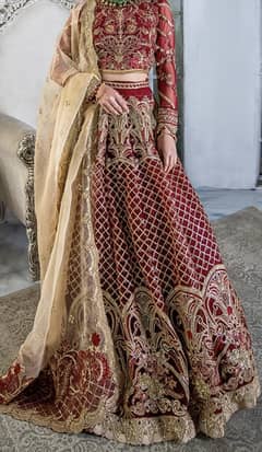 Deep red formal wear/bridal lehnga