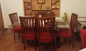 Dinning table with 6 seater red color