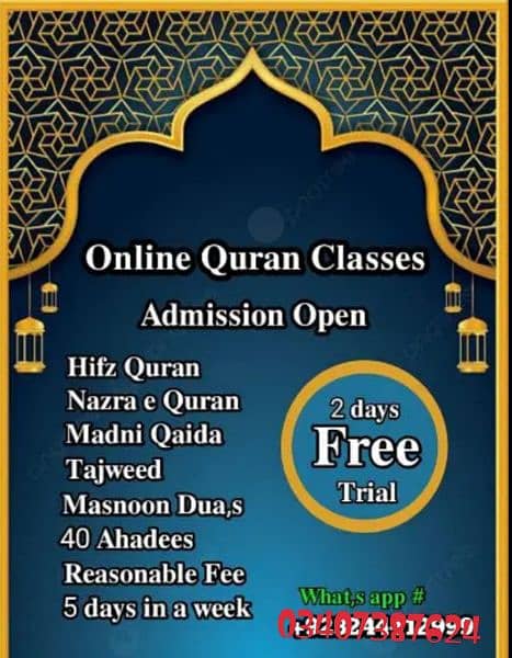 I am Online Quran and all subjects tutor 0