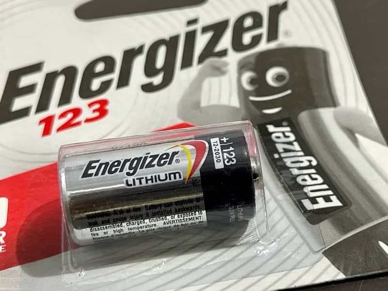 Energizer CR 123 3V lithium battery. 2030 life 0