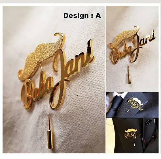 customized lapel pin necklace cufflinks name pendents jewellery set 2