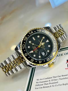 Rolex GMT Master Two Tone Black Dial Chain Strapped Submariner Watch