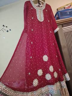 maxi red color with dupatta and shlwar