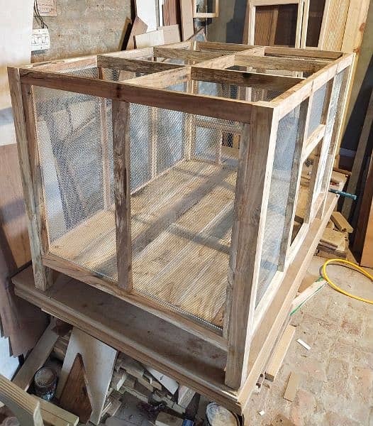 Hens/Birds Solid Wooden Cage Size 5' x 3'-3" 5