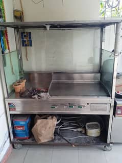 Shawarman, Burger Counter, Double Deep Fryer, Steel Table, Two Almari