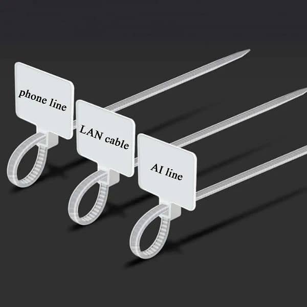 White Zip Ties Network Cable Write Wire Power Cable Label Mark T 14