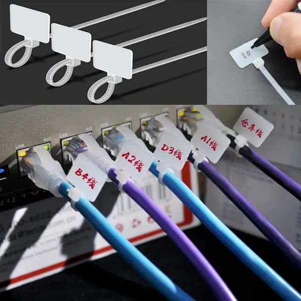 White Zip Ties Network Cable Write Wire Power Cable Label Mark T 15