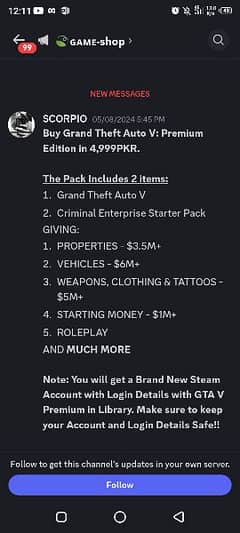 GTA 5 steam acc for sale in just 4k