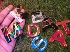 Handmade resin Alphabet keychains , lockets , bracelets