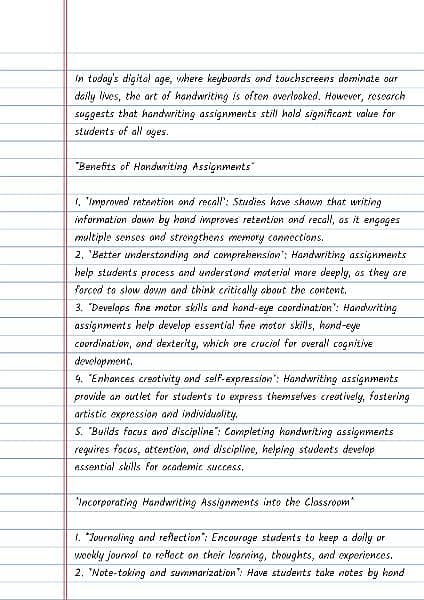 Handwriting assignments 0