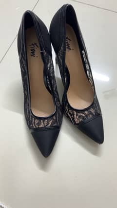 Black lace heels