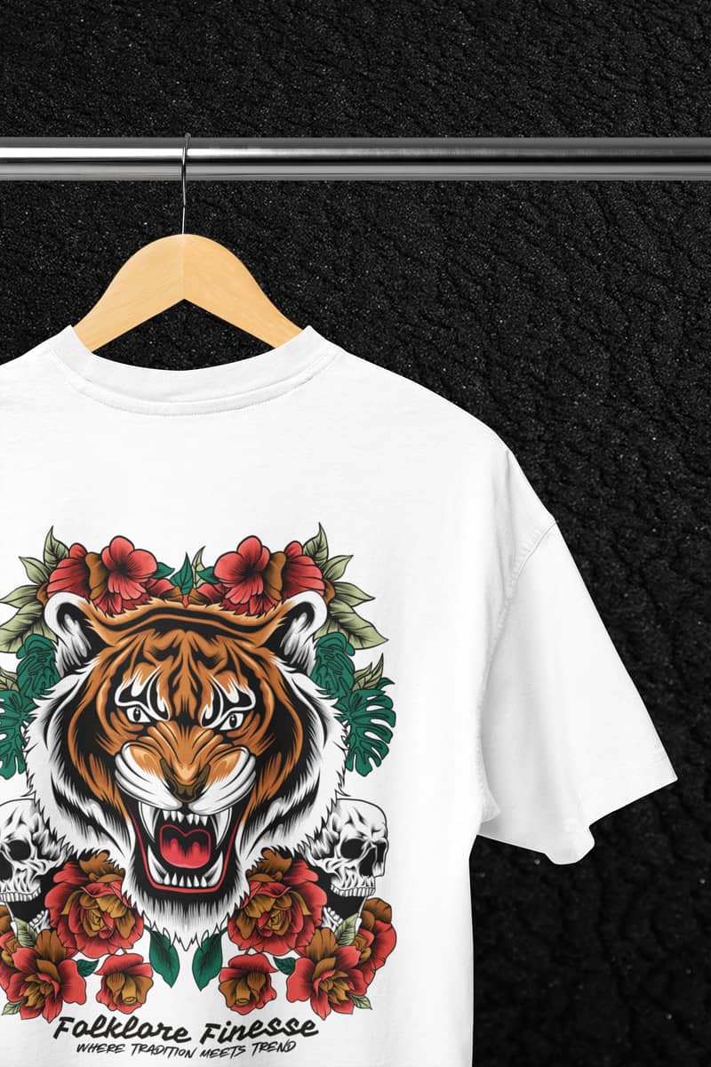 Bloody Tiger oversized T-Shirt Drop Shoulder O-Neck For Men Back print 1