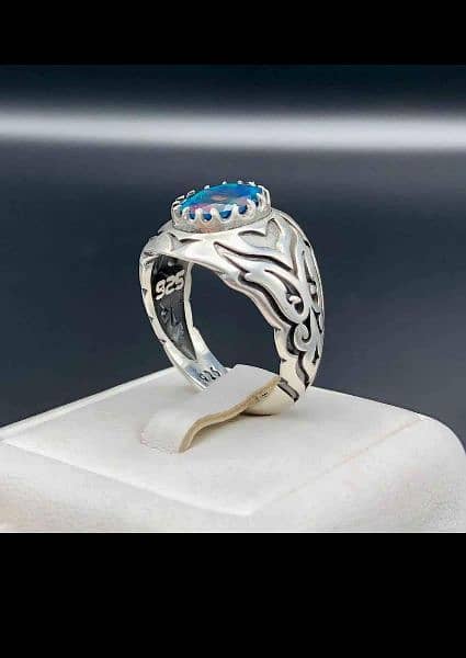 Men ring/ 925 sterlling silver opal men ring/ silver ring 2