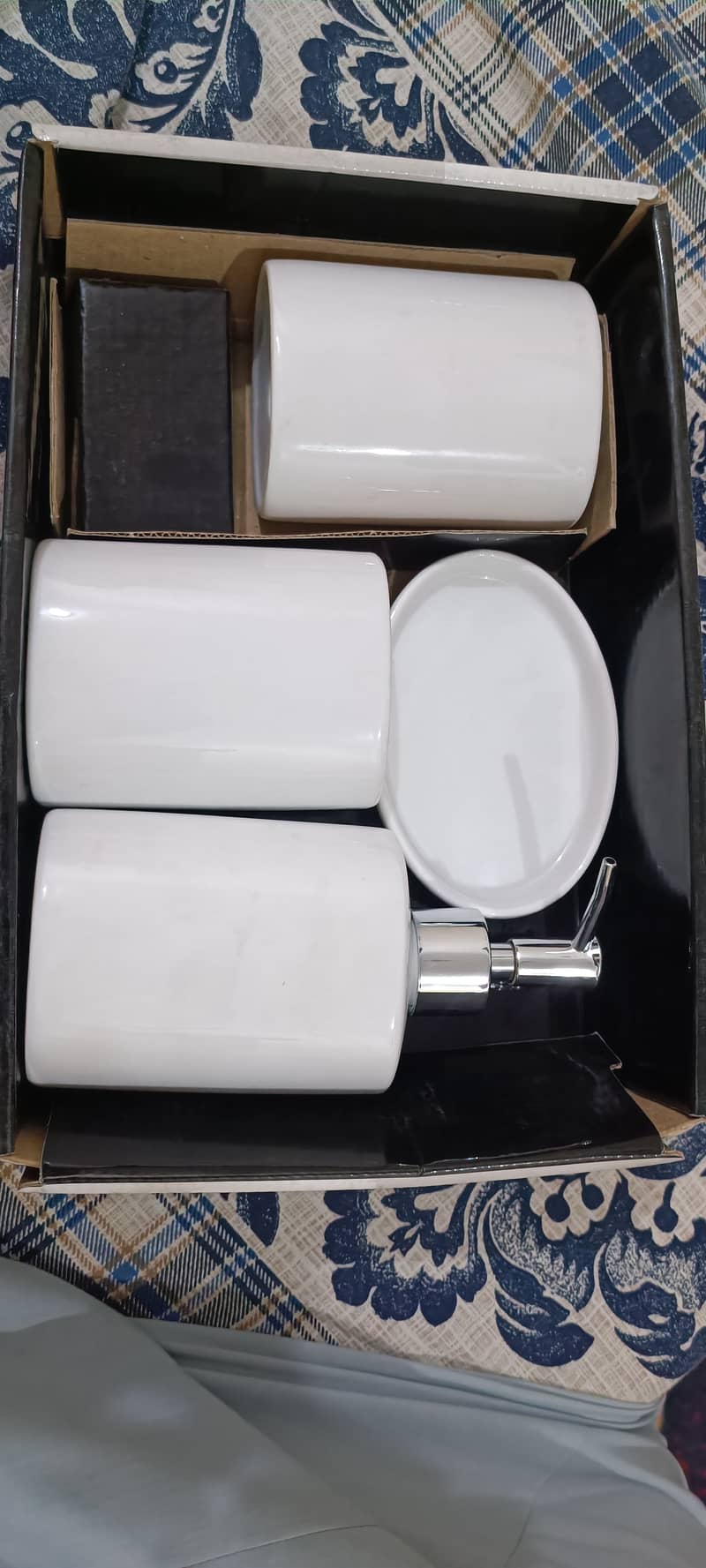 MSV Set of 4 Bathroom Accessories Ceramic Classic White 1