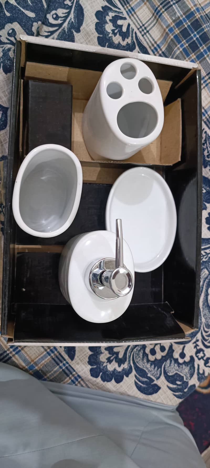 MSV Set of 4 Bathroom Accessories Ceramic Classic White 2