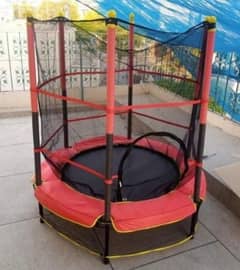 55-Inch Kids' Round Trampoline with Safety Pad Enclosure