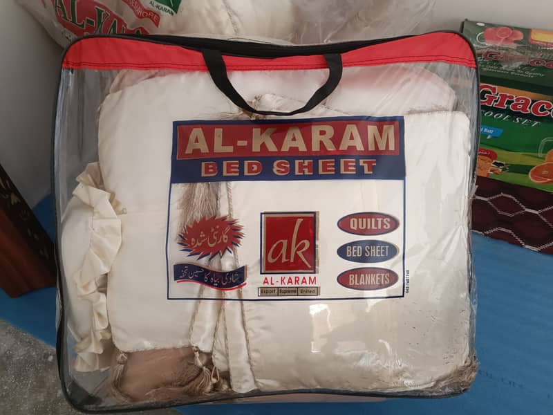 ( Al karam brand )Bed sheet with cushion and 14 pieces  new 3