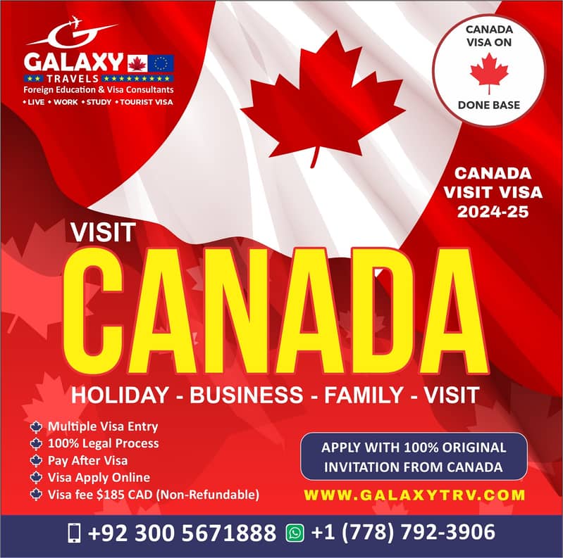 Canada  & Australia Visit Visa on Done Base 2024-25 2