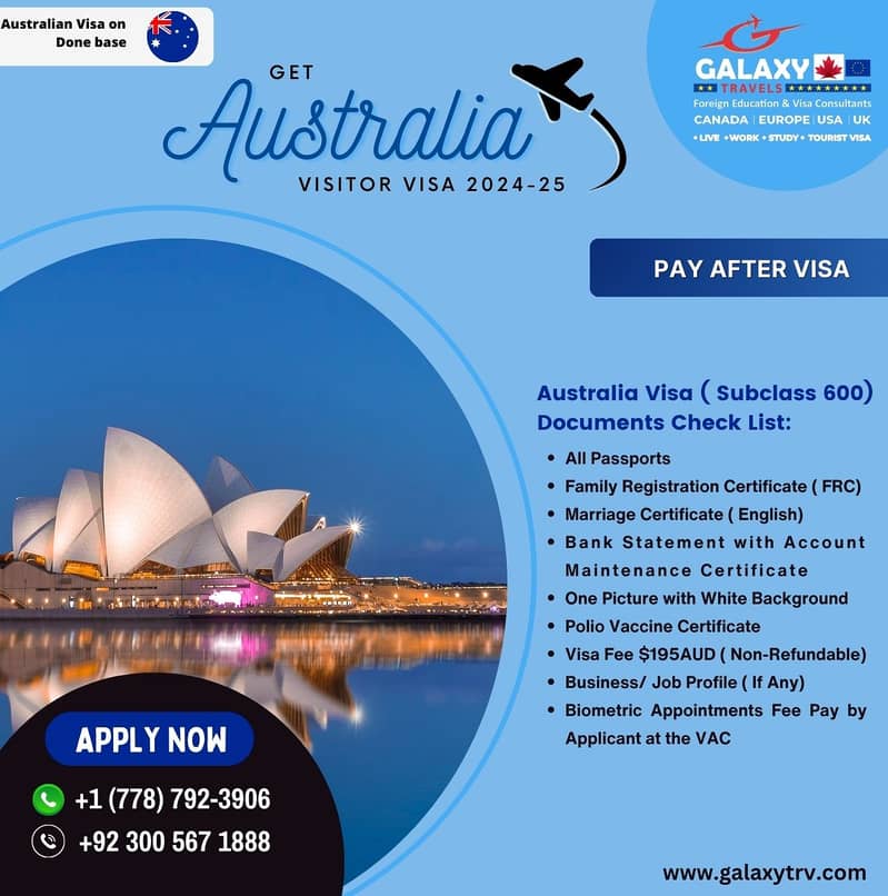 Canada  & Australia Visit Visa on Done Base 2024-25 6