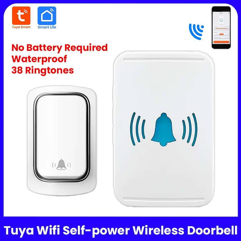 Tuya Smart WiFi Wireless Self Powered Door Bell Tuya no battery requir 0