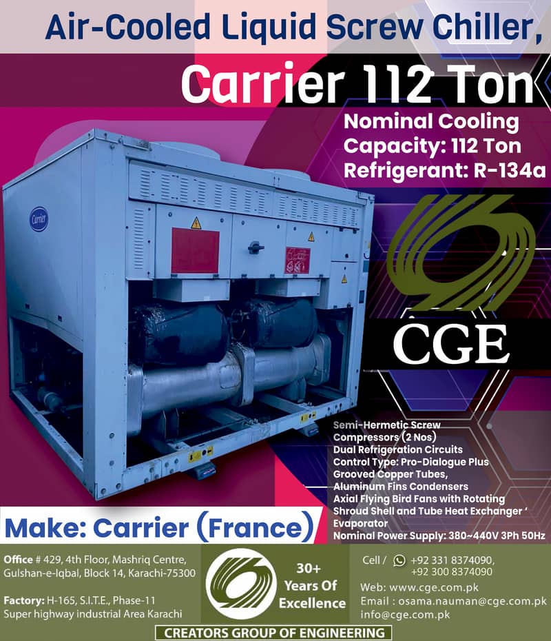 Air Cooled Water Chiller 112 Ton Carrier 0