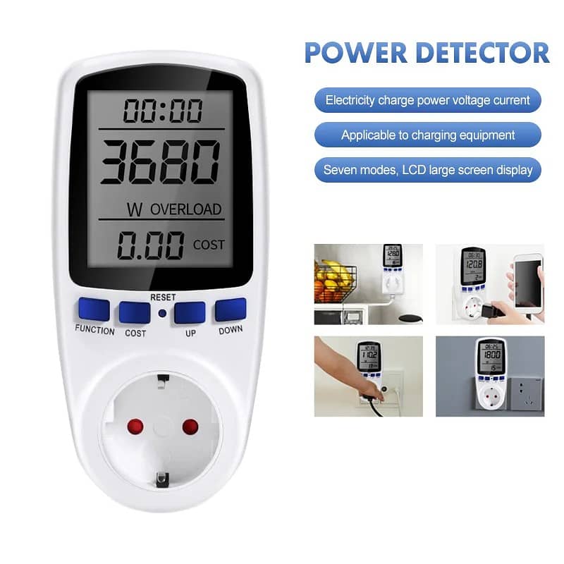 Digital Power Consumption Meter/Energy Cost Meter 16A with Backlight/E 6