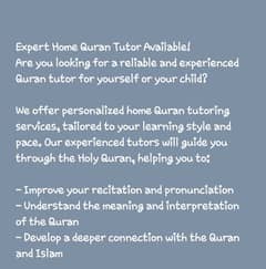 Home Quran Tutor Available